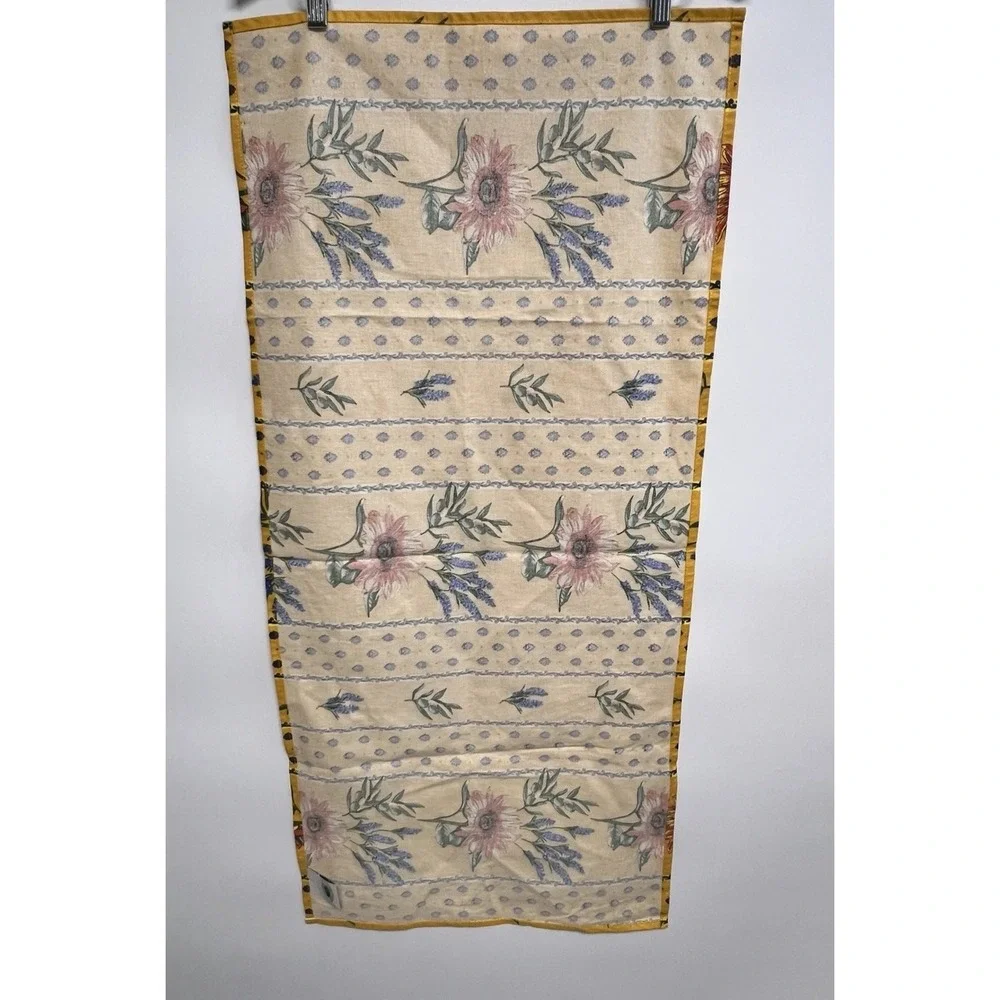 VTG La Cigale Provence France Yellow Cotton Table Runner Sunflowers Lavender